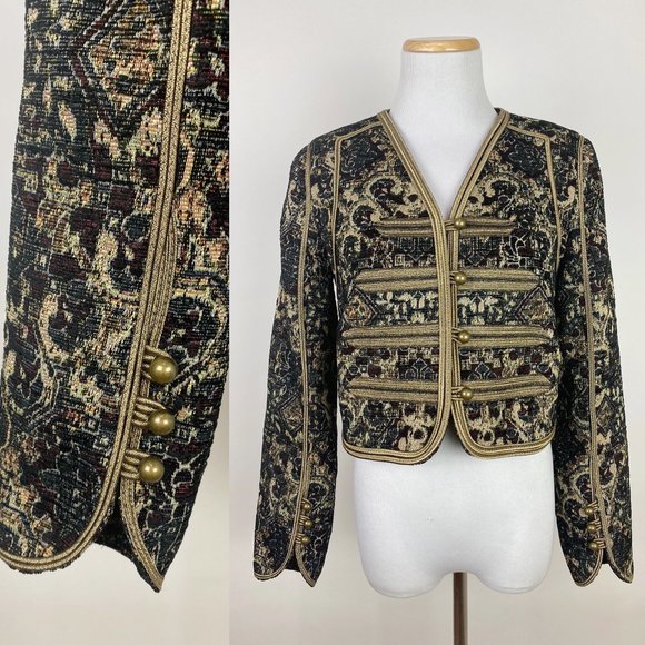 Per Se Jackets & Blazers - PER SE Carlisle Tapestry Jacket Cropped Blazer